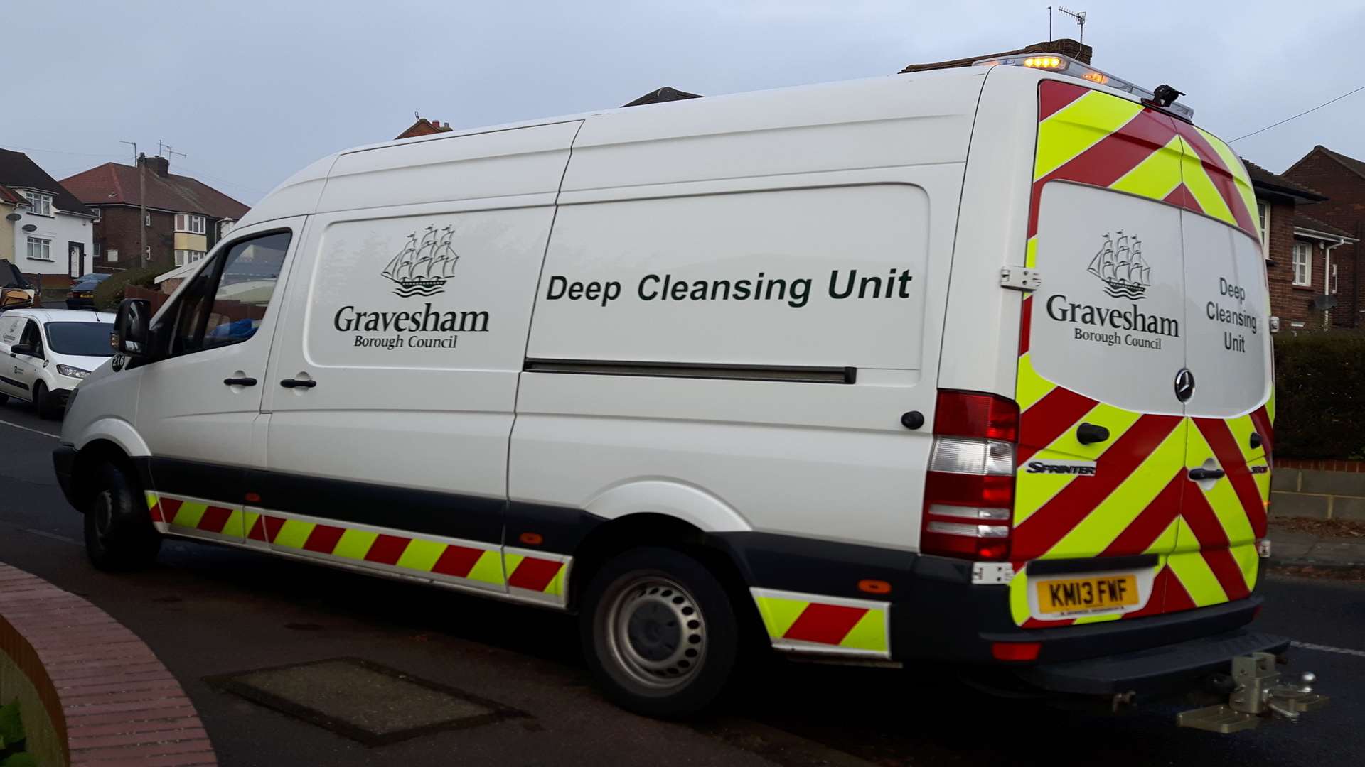 Gravesham council deep cleaning services called in to remove the blood from the street.