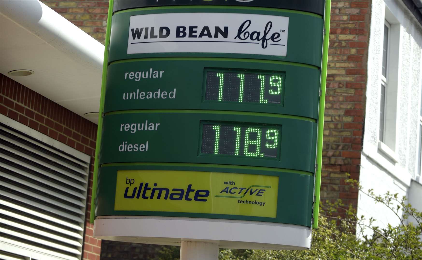 Fuel prices at the BP garage in Cheriton on Wednesday. Pic: Barry Goodwin