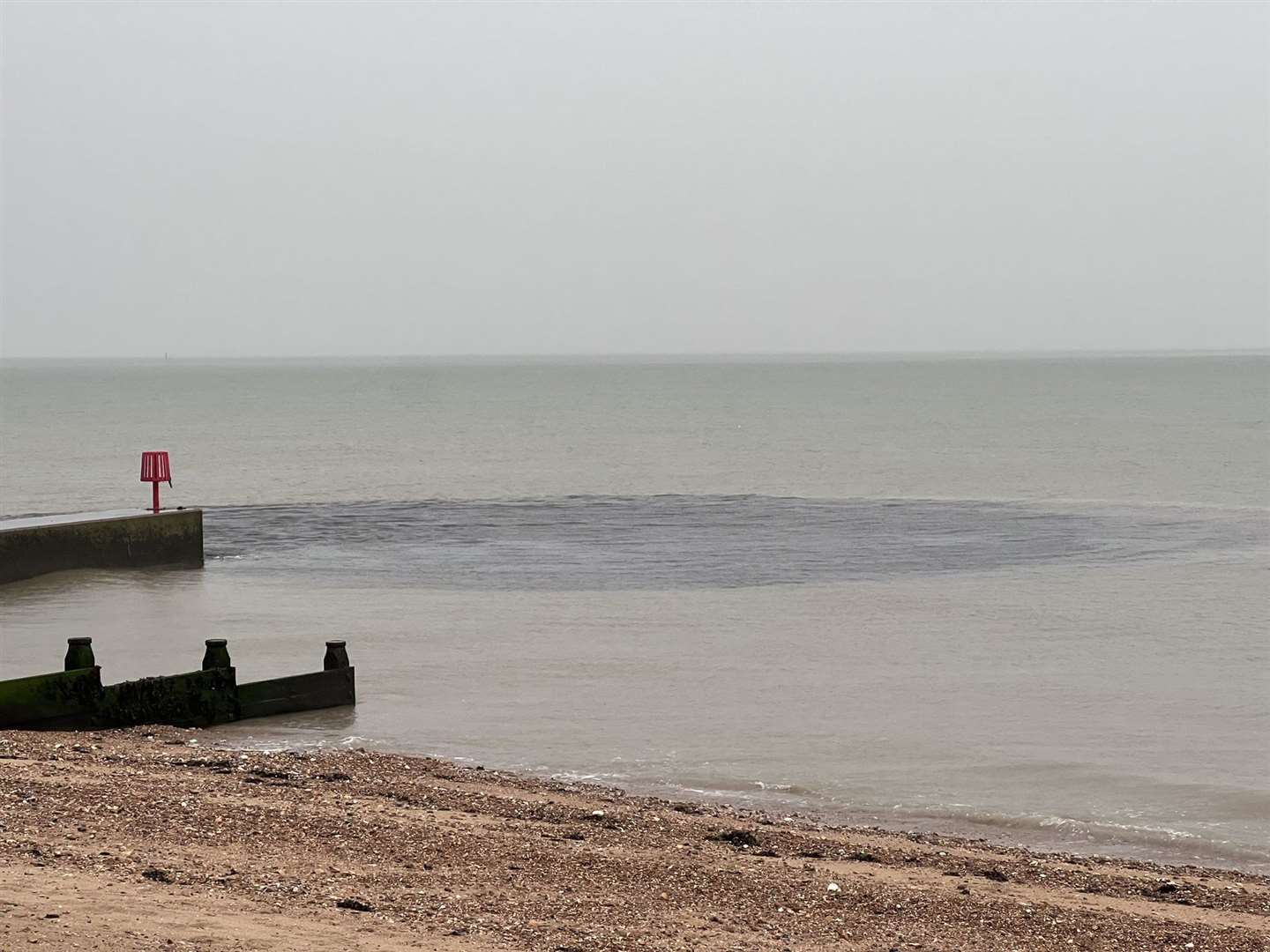 Storm sewage has been released at West Beach in Whitstable, similar to a previous release pictured. Image: David Cramphorn