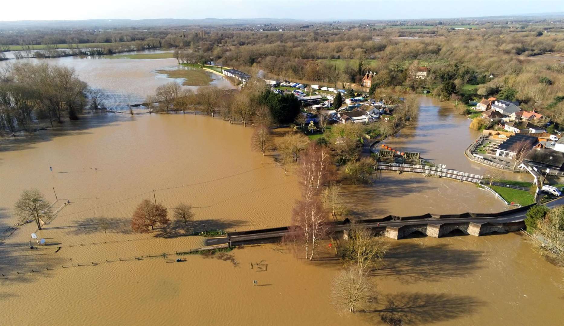 An aerial image of flooding in Yalding Picture: Stephen Huntley/SX Drones