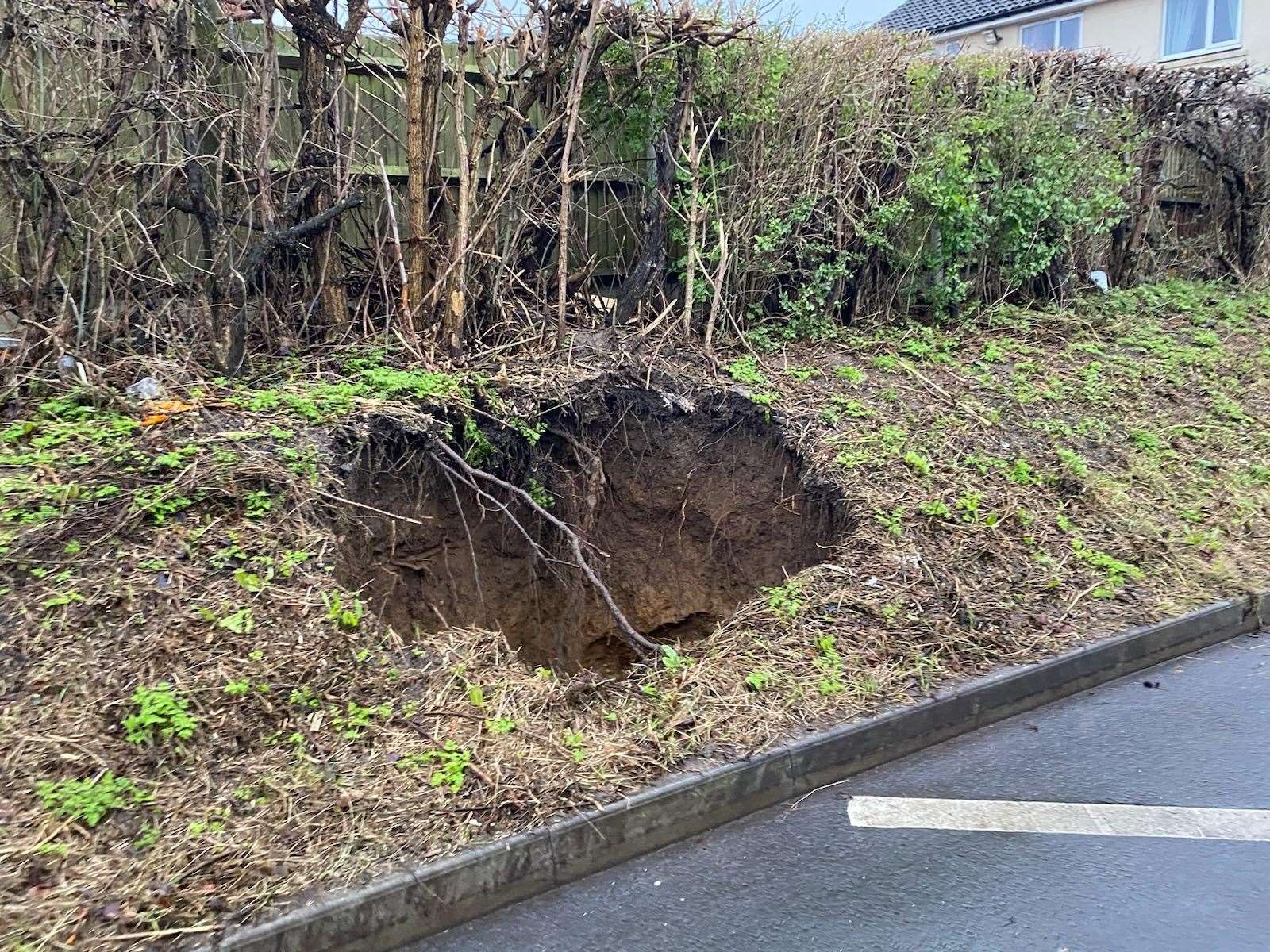 The sinkhole is a number of metres wide. Picture: Paul Watts