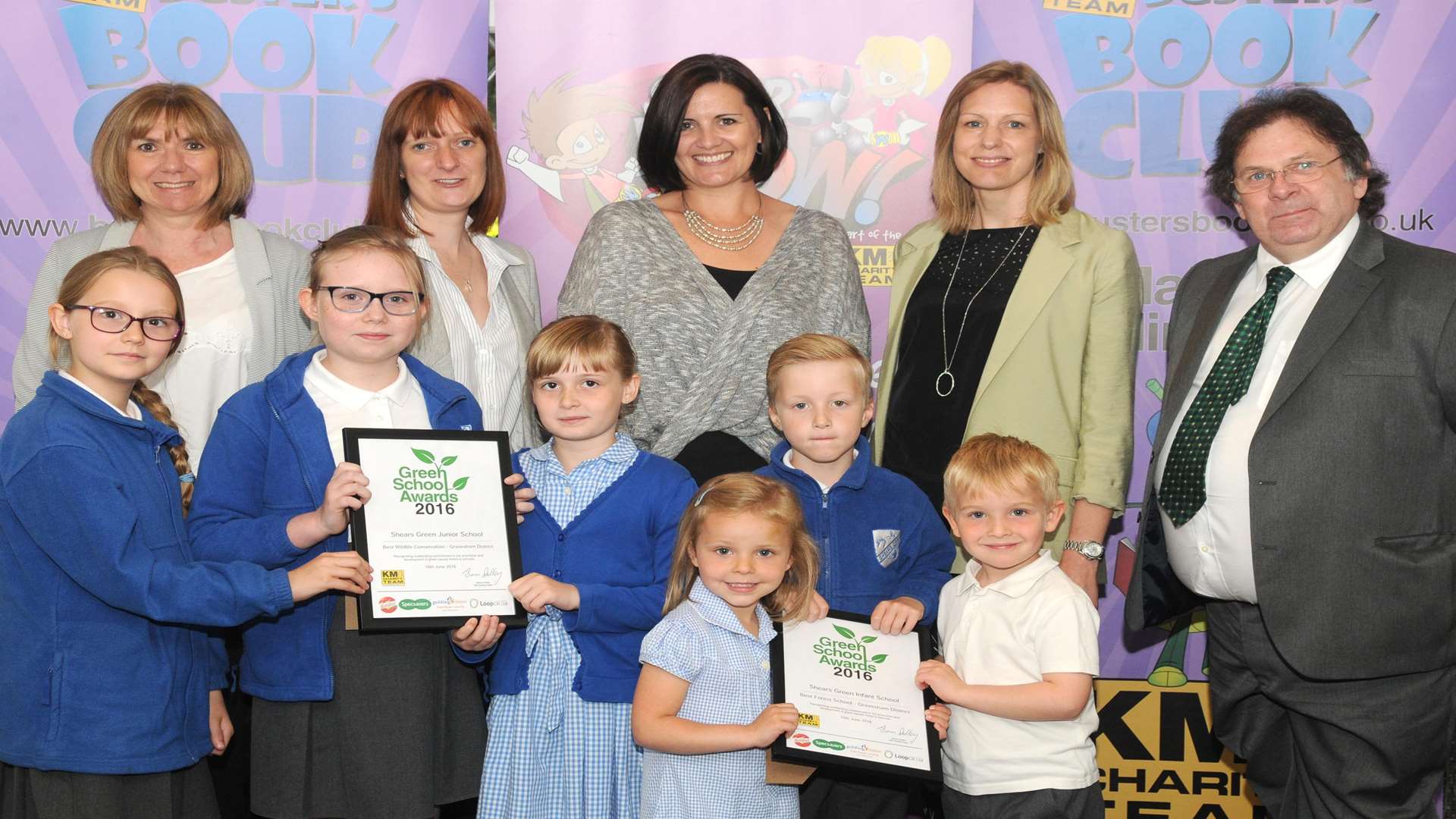 Dartford and Gravesham winners Shears Green Infant School and Shears Green Junior School celebrate success with Richard Langshaw of LoopCR at the inaugural KM Green School Awards, staged at Rowhill Grange Hotel and Spa on Thursday, June 16.