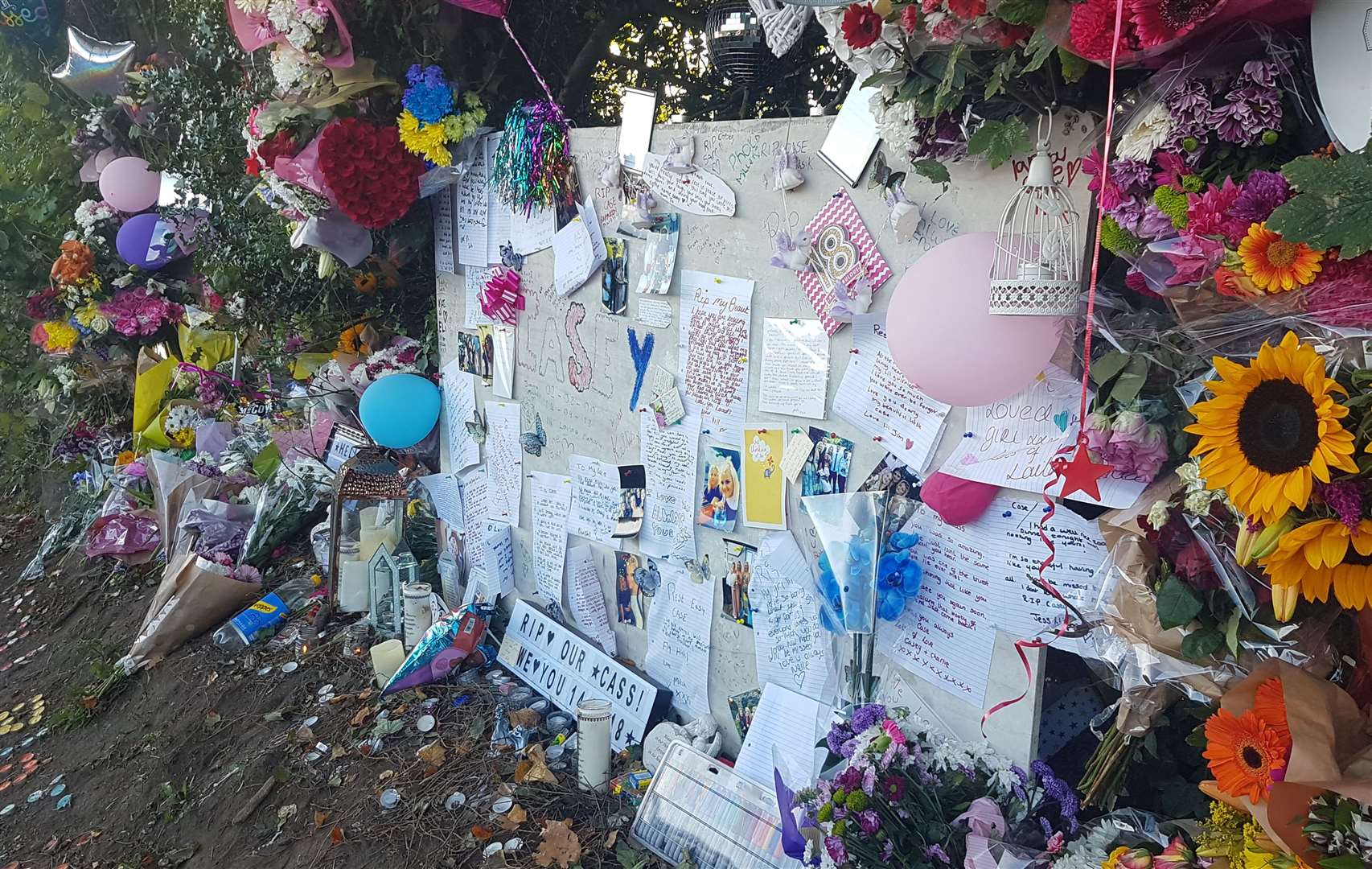 Tributes to Casey Hood were left at the roadside in Womenswold