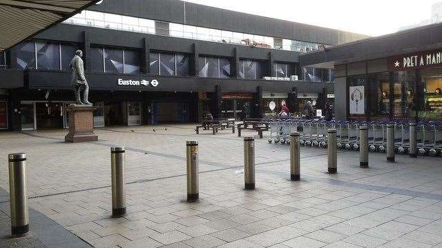 Bollards like these at Euston station will be installed across Canterbury