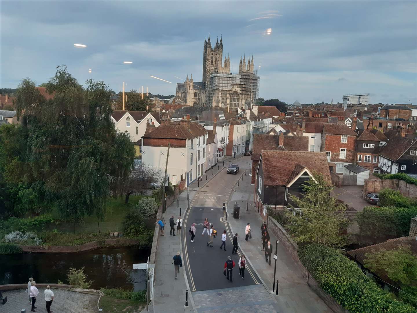 A panoramic view of Canterbury from The Marlowe Theatre's top-floor Barretts Bar