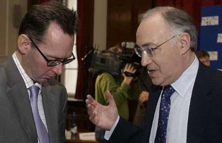 Michael Howard with KM political editor Paul Francis at county hall today. Picture: ANDY PAYTON