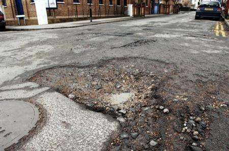 Potholes in Saddington Street, Gravesend