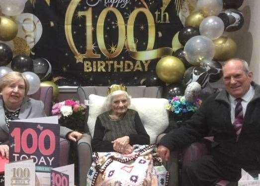 100-year-old May Allsop with son Alan on her birthday