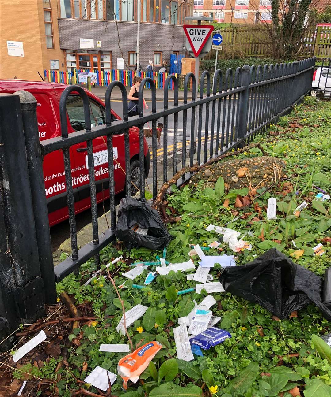 Folkestone Town Sprucer Peter Philips has seen a rise in the number of needles dumped in the town. This picture was taken in St Michaels Street, Folkestone. Picture: Peter Philips