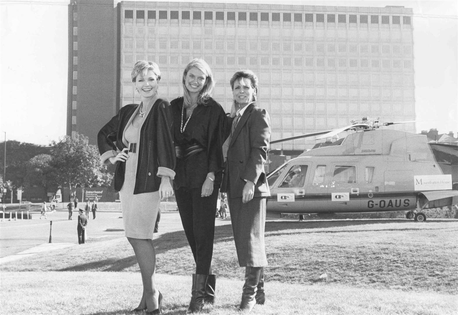 Three glamorous TV stars were brought in to help push the sale of Mountbatten House in 1985. The Chatham skyscraper had remained empty in the 11 years since its completion and Fiona Fullerton, Anneka Rice and Diane Keane (left to right) were drafted in to promote it to businesses.