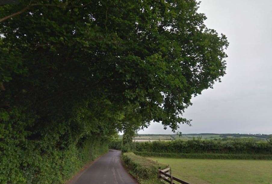 The man was found dead in woodland near Howfield Lane, Chartham. Pic: Google Street View