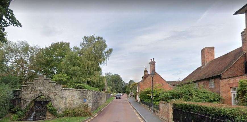 Swan Street in West Malling with the Abbey to the left and Abbey Brewery Cottage to the right. Image: Google Maps