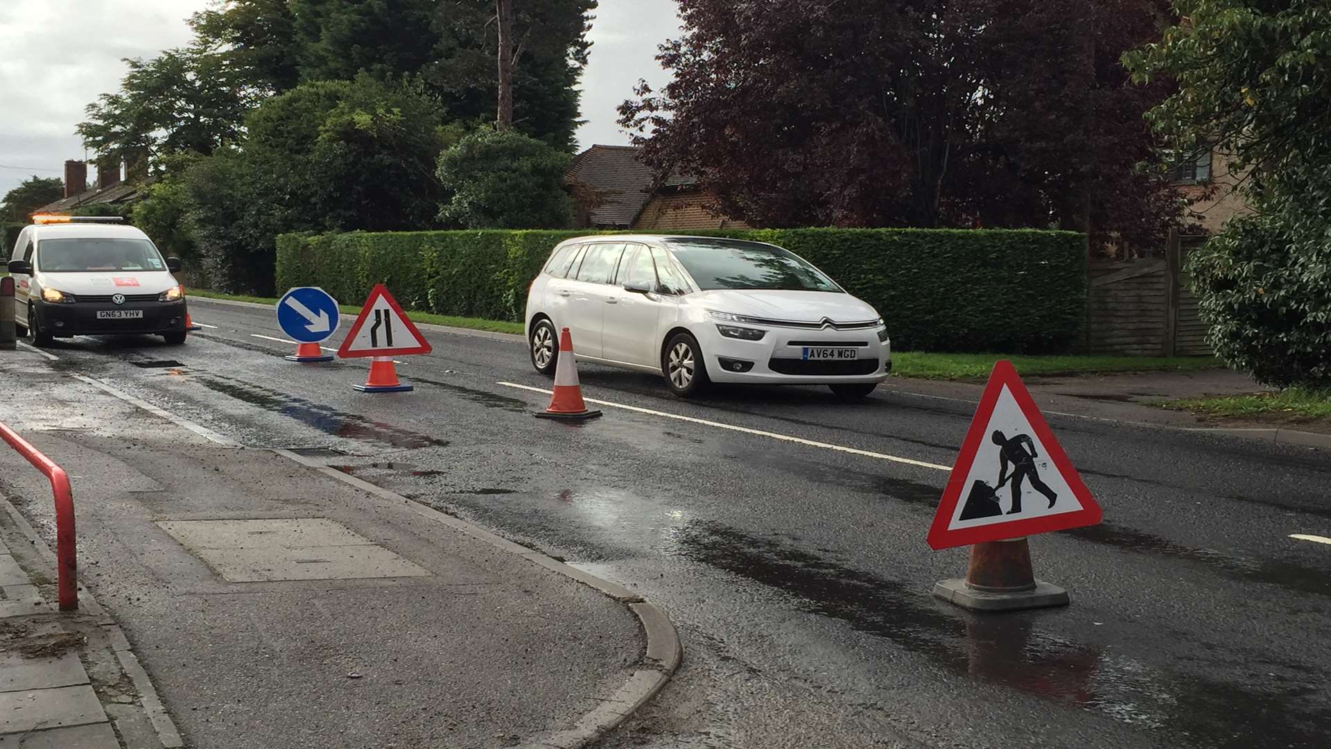 A hole opened up in Maidstone Road, Sutton Valence