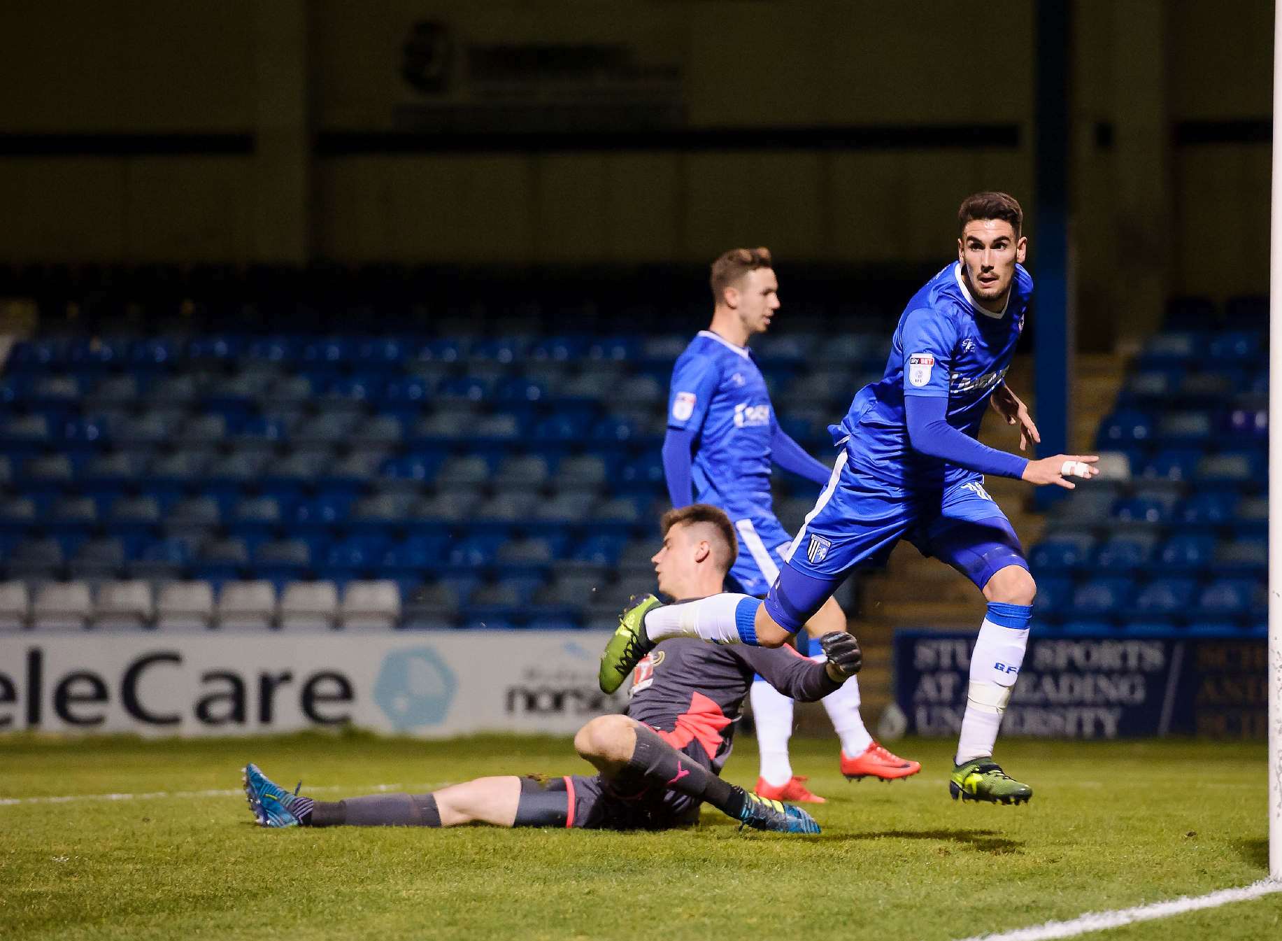 Conor Wilkinson scores Gills' second Picture: Andy Payton