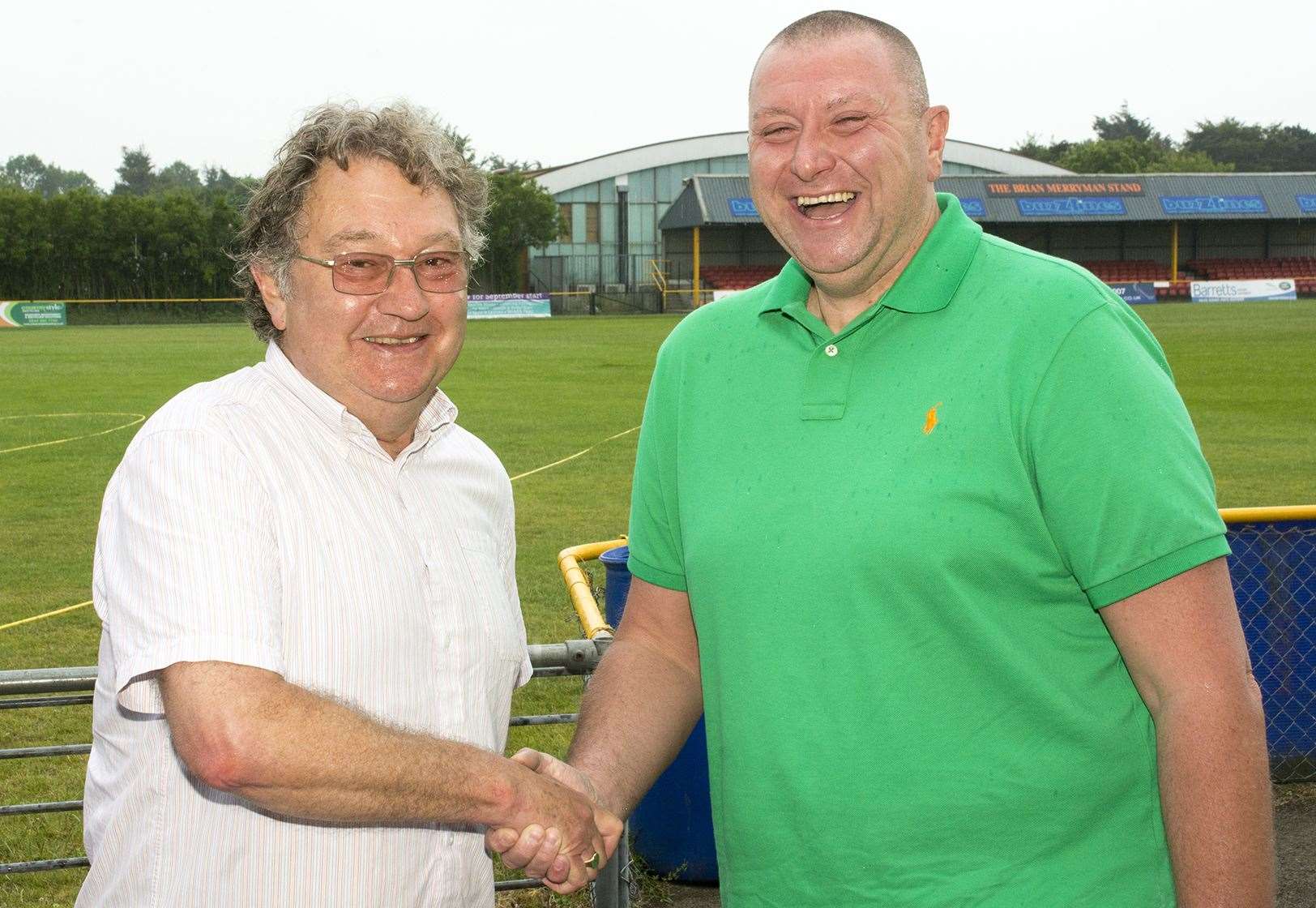 Jim Pellatt, pictured in 2015 with former chairman Paul Morgan, will become club chairman once again on a short-term basis