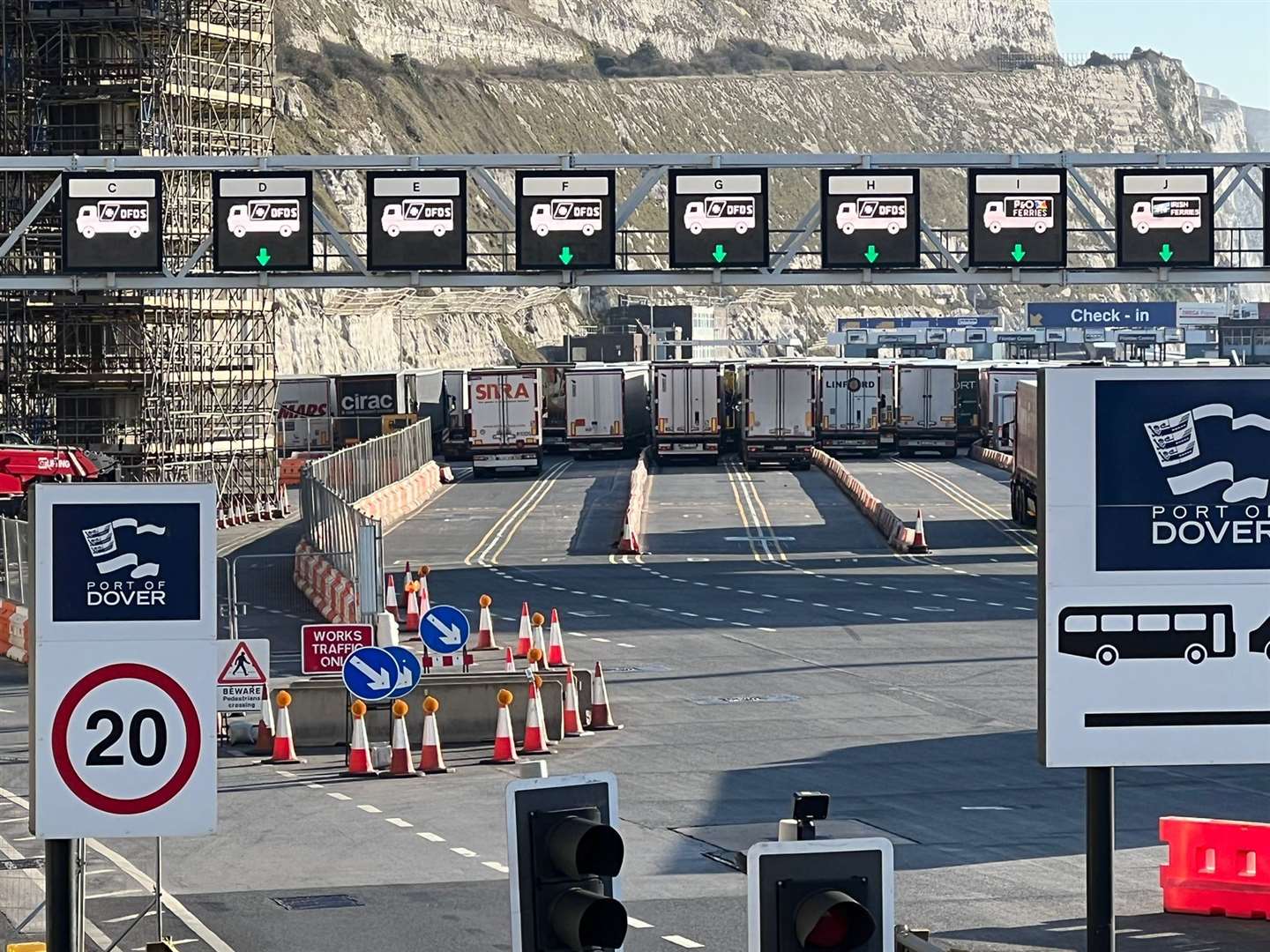 The Port of Dover appeared to be operating as normal the day after hundreds of P&O Ferries workers were told they were being made redundant. Picture: Barry Goodwin