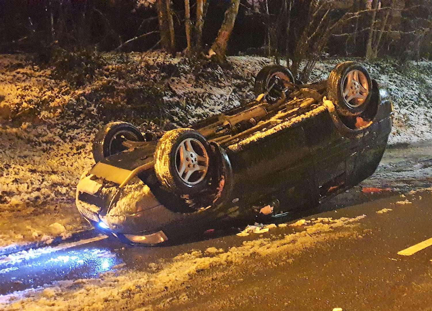 Car overturned in Waterworks Hill, in Walderslade Road (6928399)