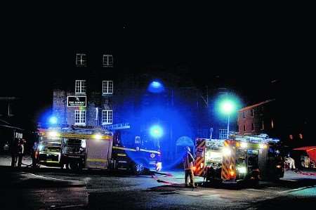 Crews tackle a mock blaze at The Ropery at