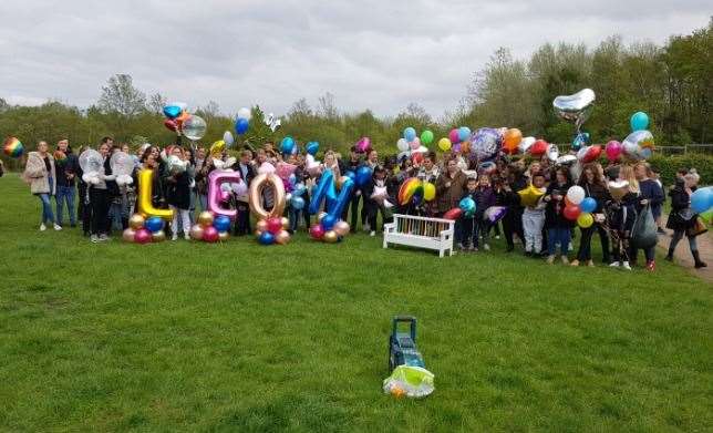 Balloons were released in tribute to Leon Junior at Shorne Woods Country Park on Saturday