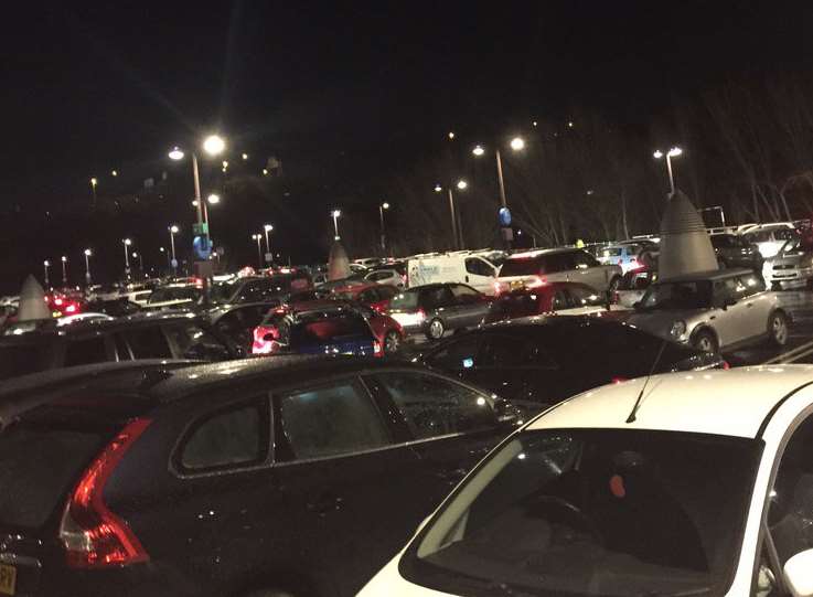 Traffic is gridlocked at the shopping centre. Picture: Emma Mulcrow