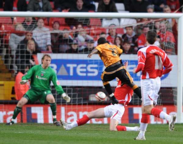 Sylvan Ebanks-Blake fires home his first goal. Picture: Barry Goodwin