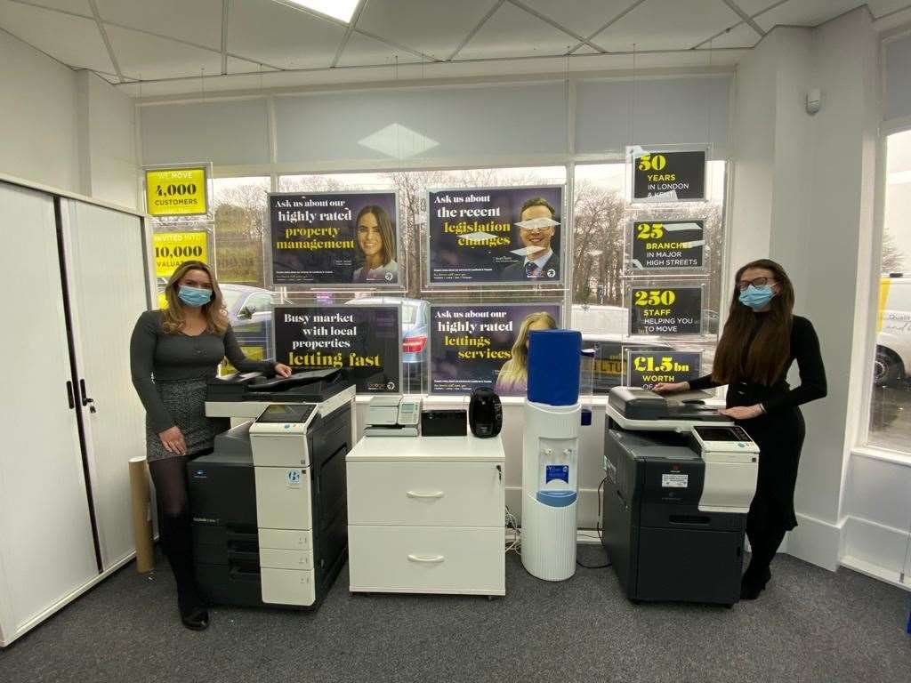 Branch manager Catherine Stuart, left, and assistant manager Kayleigh Bushell, right, from the Robinson, Michael and Jackson Barnehurst letting office. Picture: Robinson, Michael and Jackson