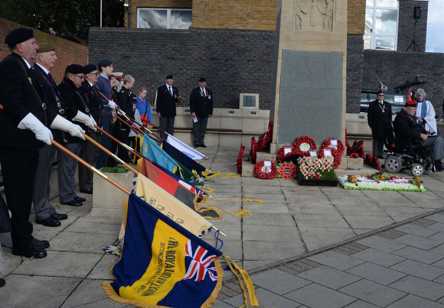Standard bearers at the Remembrance Day service in Sittingbourne in 2017. Picture: Chris Davey 5206119