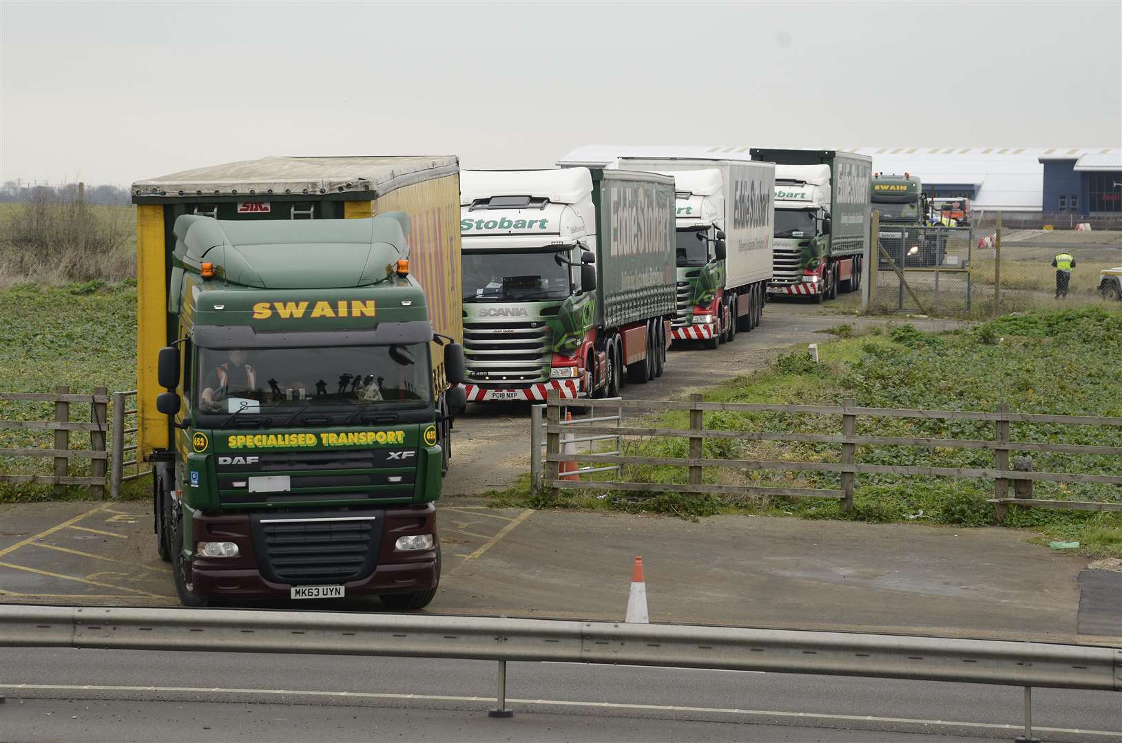 Manston Airport.Lorries lined up and leaving for Dover.Picture: Paul Amos. (7158113)