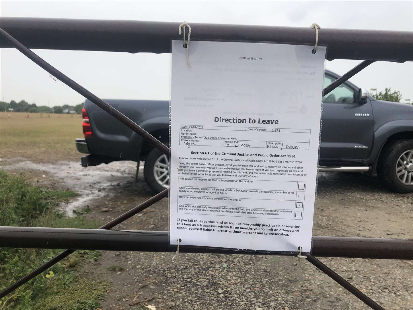 There are multiple direction of notices up around the field from last month