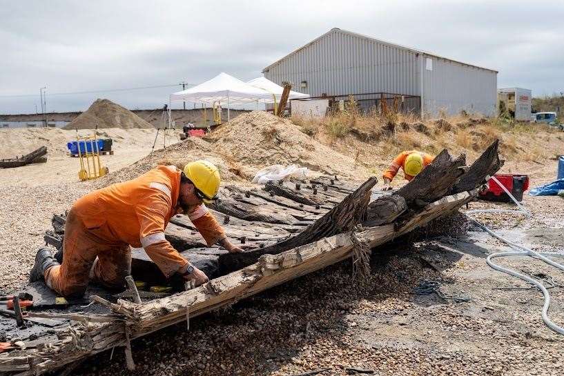 Archaeologists working on the Elizabethan shipwreck. Picture: Wessex Archaeology
