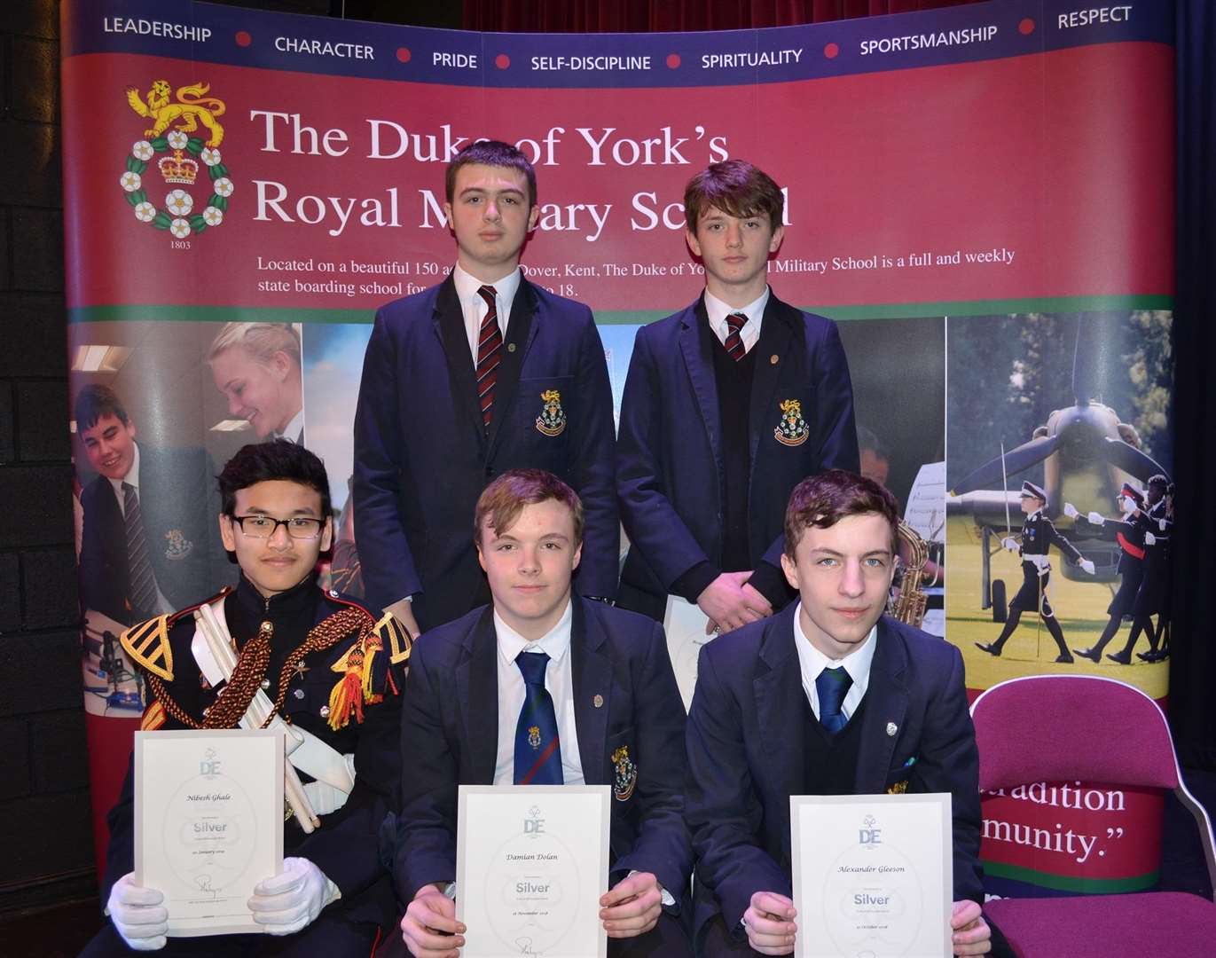 Pupils at the Duke of York's Royal Military School, Dover, who achievedd silver in the Duke of Edinburgh Awards (7464130)