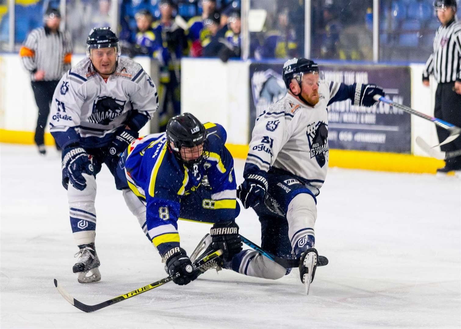Tom Long (left) and Aaron Strawson (right) stop the Oxford attack as Invicta Dynamos win convincingly Picture: David Trevallion