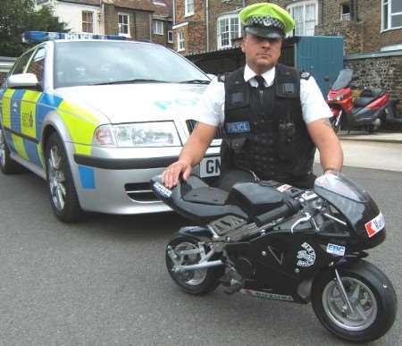 PC Dave Towner with one of the mini-motorbikes