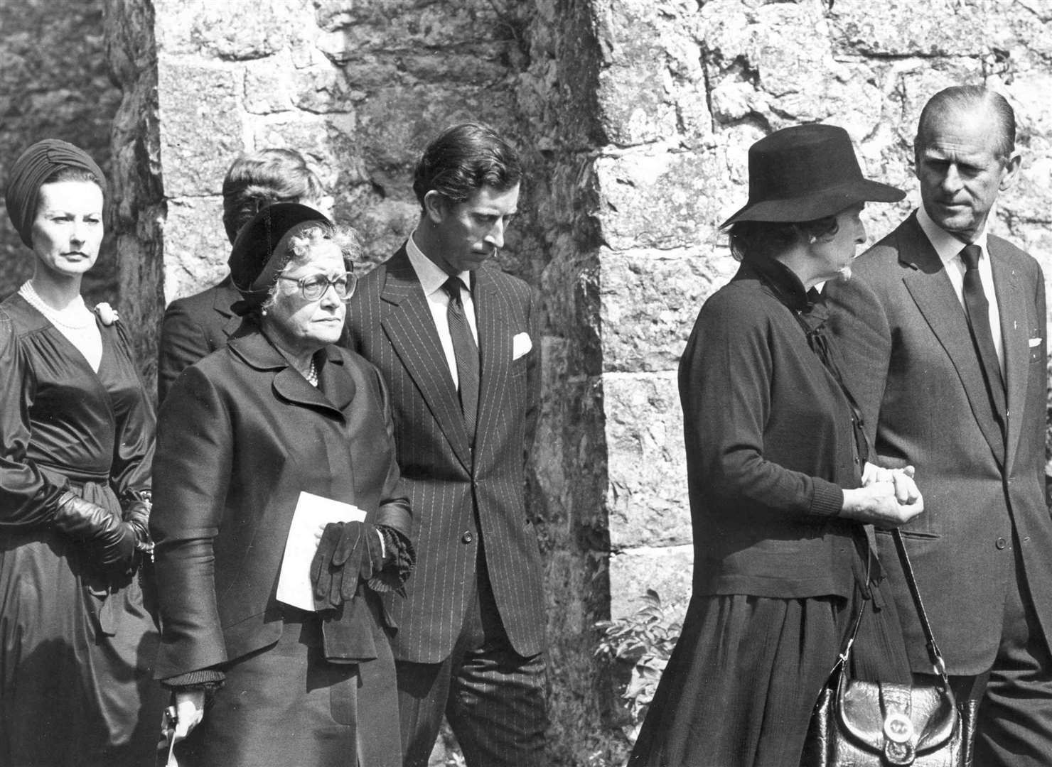 The Duke of Edinburgh and Prince Charles were among 500 mourners in Mersham for the funeral of Doreen, Dowager Lady Brabourne, and her grandson, Nicholas Knatchbull, 14, who were both victims of the IRA bomb. Among the wreaths left at the Brabourne family vault were two handwritten cards from the Queen and Prince Philip and one from Prince Charles to his godson, Nicholas