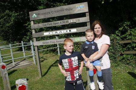 Andrea Lenehan said her day at Riverside Country Park with sons Ryhs, three, and seven-year-old Ethan was ruined because they were told to take down their sun shade