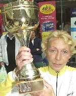 SUPER SUE: Sue Martin-Clarke with her winner's trophy. Picture: MATTHEW WALKER