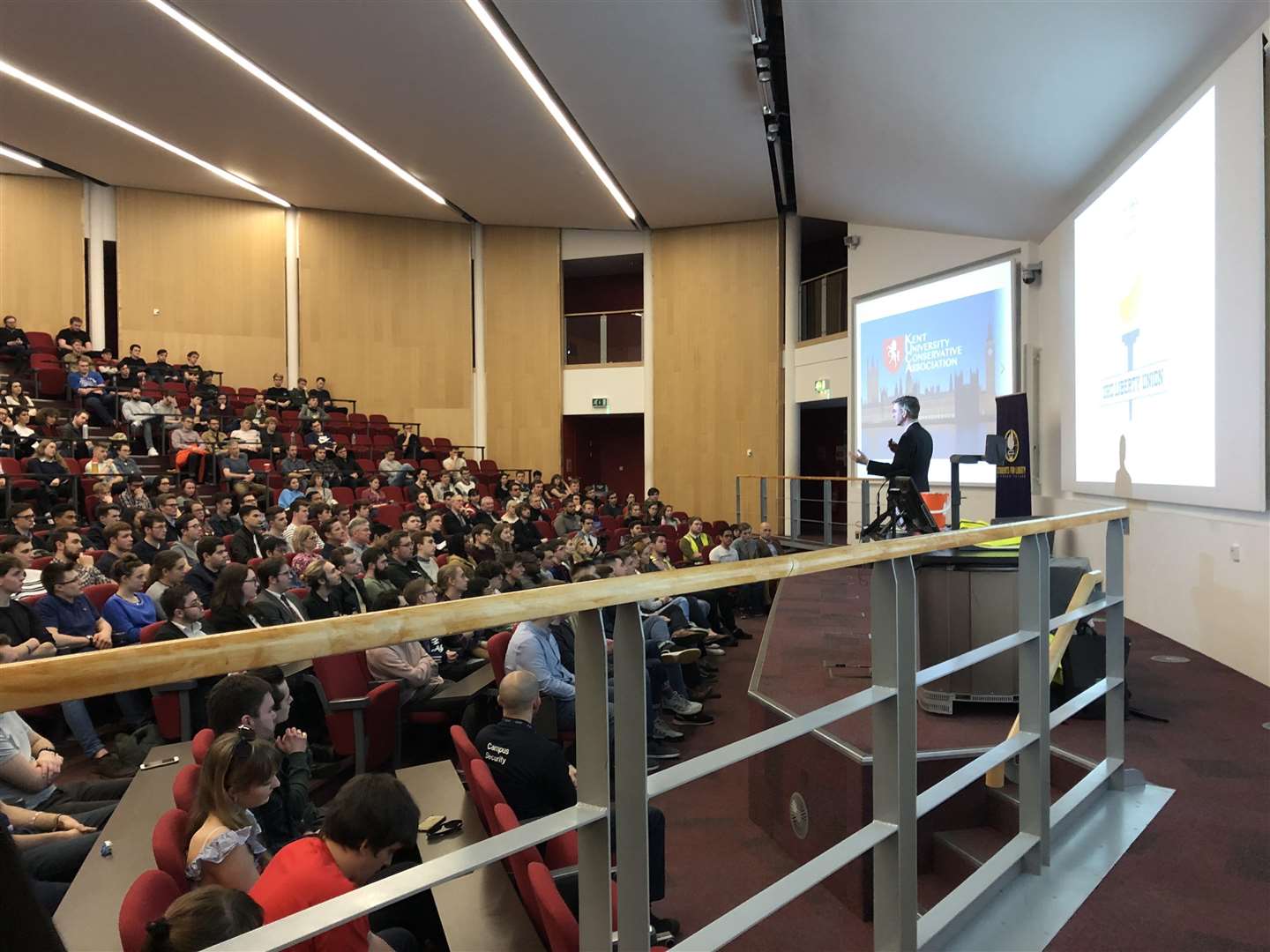 Conservative MP Jacob Rees-Mogg addresses a packed audience at the University of Kent (7387748)