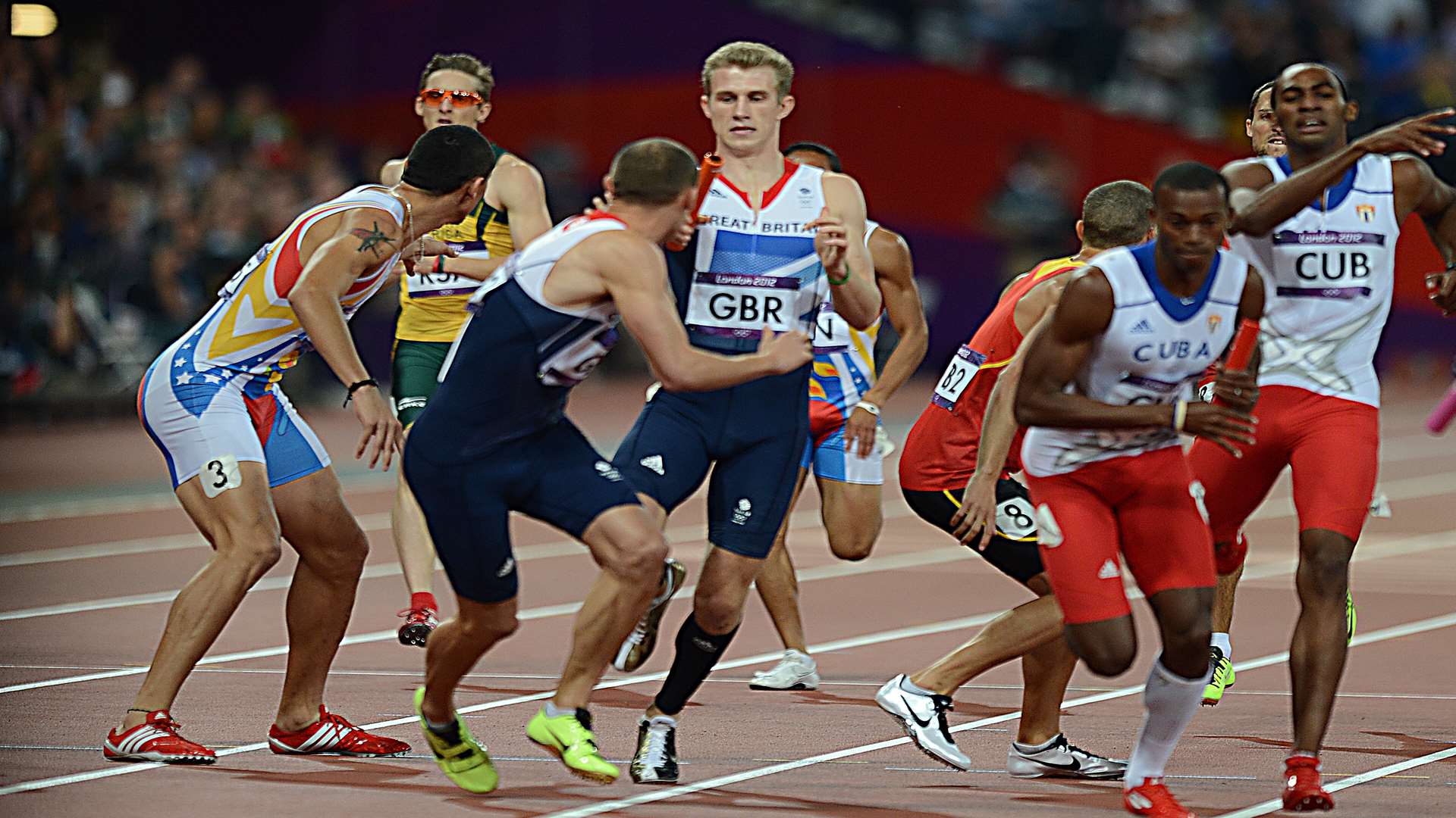 Jack Green running the 4x400m relay at London 2012. Picture: Barry Goodwin.