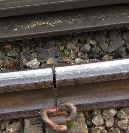 The tracks have been damaged at West Malling and a team from Network Rail are on site making repairs. Picture: Network Rail Kent and Sussex
