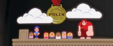 Wreck-It Ralph with Felix, the Nicelanders and Ralph, in the 8-bit video game world of Fix-It Felix, Jr. Picture: PA Photo/Walt Disney
