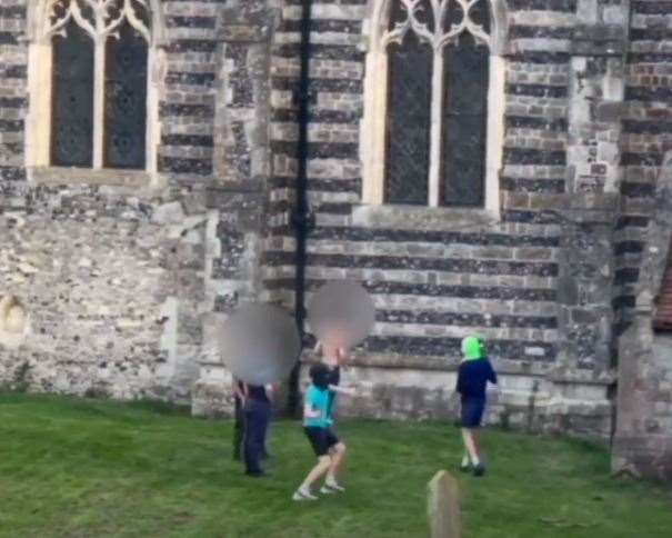 The boys were seen throwing stones at St Helen's Church in Cliffe