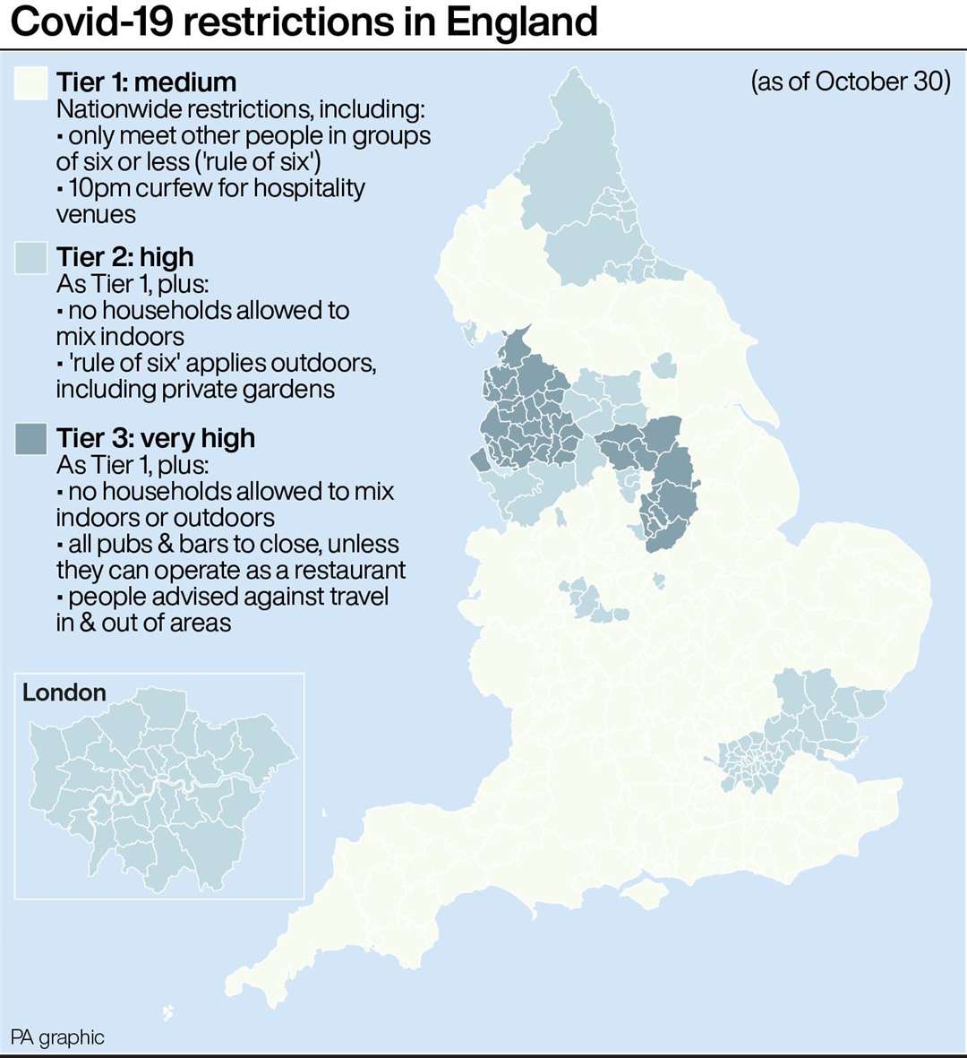 Covid-19 restrictions in England (PA Graphics)