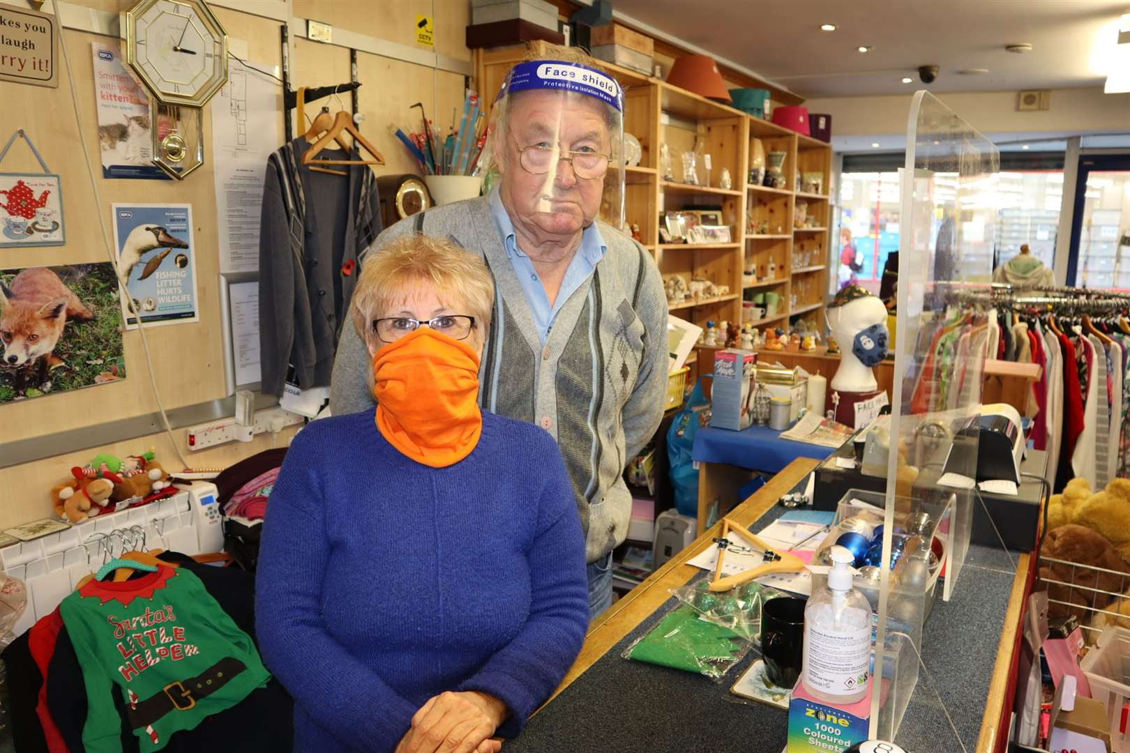 Sandra Pilkington and David Wright at the RSPCA charity shop on the eve of the second lockdown in Sheerness