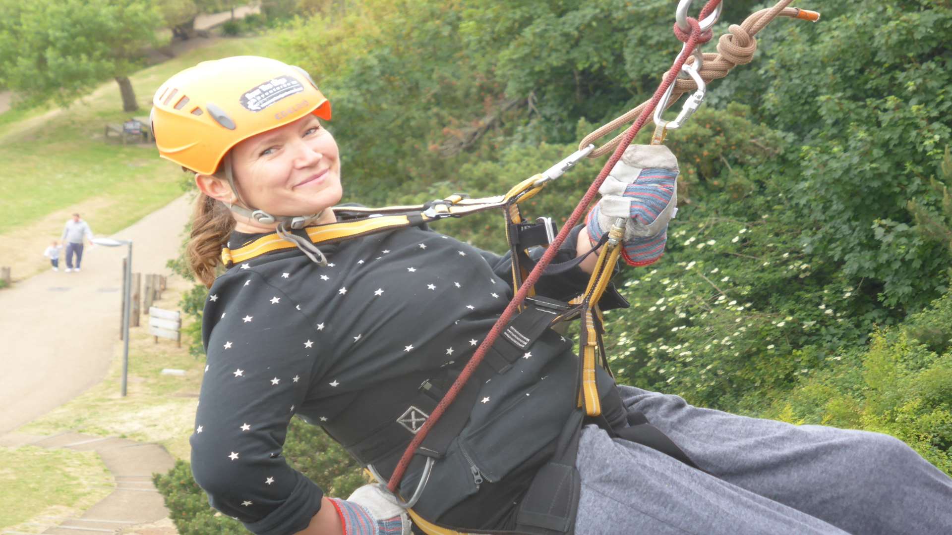Actress Jessica Hynes took part in the KM abseil at Leas Cliff Hall, Folkestone for Action for Children.