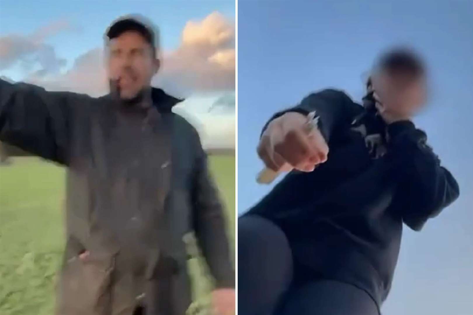 A clash between a man and a hunt saboteur in Bethersden, near Ashford, has been caught on camera. Picture: West Kent Hunt Sabs