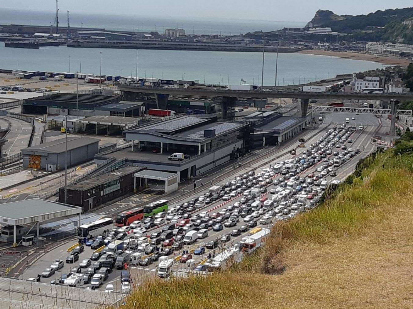 Queues at the Port of Dover on July 22, with traffic gridlocking the town for hours. Picture: Sam Lennon