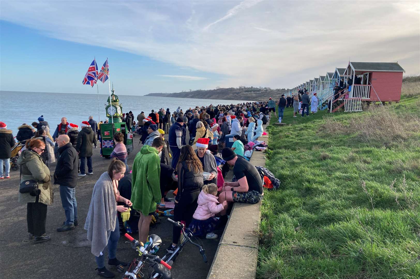 Boxing Day Dip 2023 Sheerness. Crowds took to the water on a sunny Boxing Day morning in Sheerness for the annual dip. Picture: John Nurden