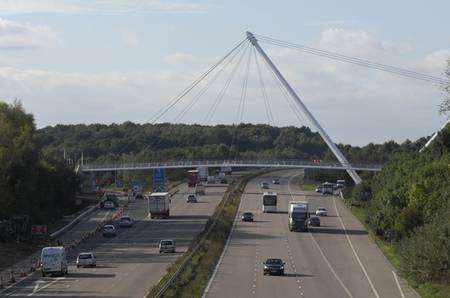 The Eureka Skyway footbridge over the M20 at Ashford