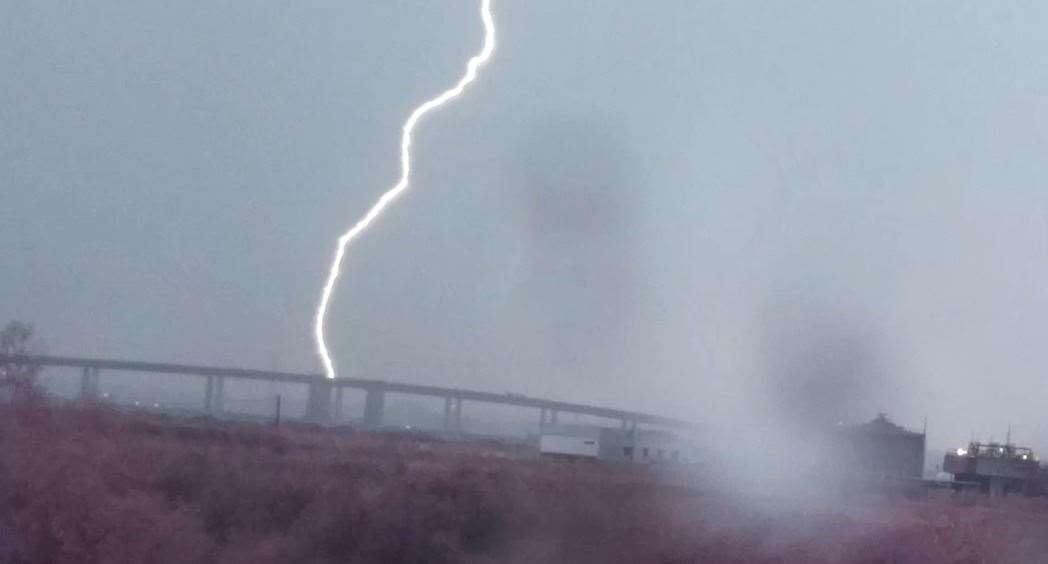 The lightning over the Kingsferry Bridge to Sheppey. Picture: Peter from Sheppey