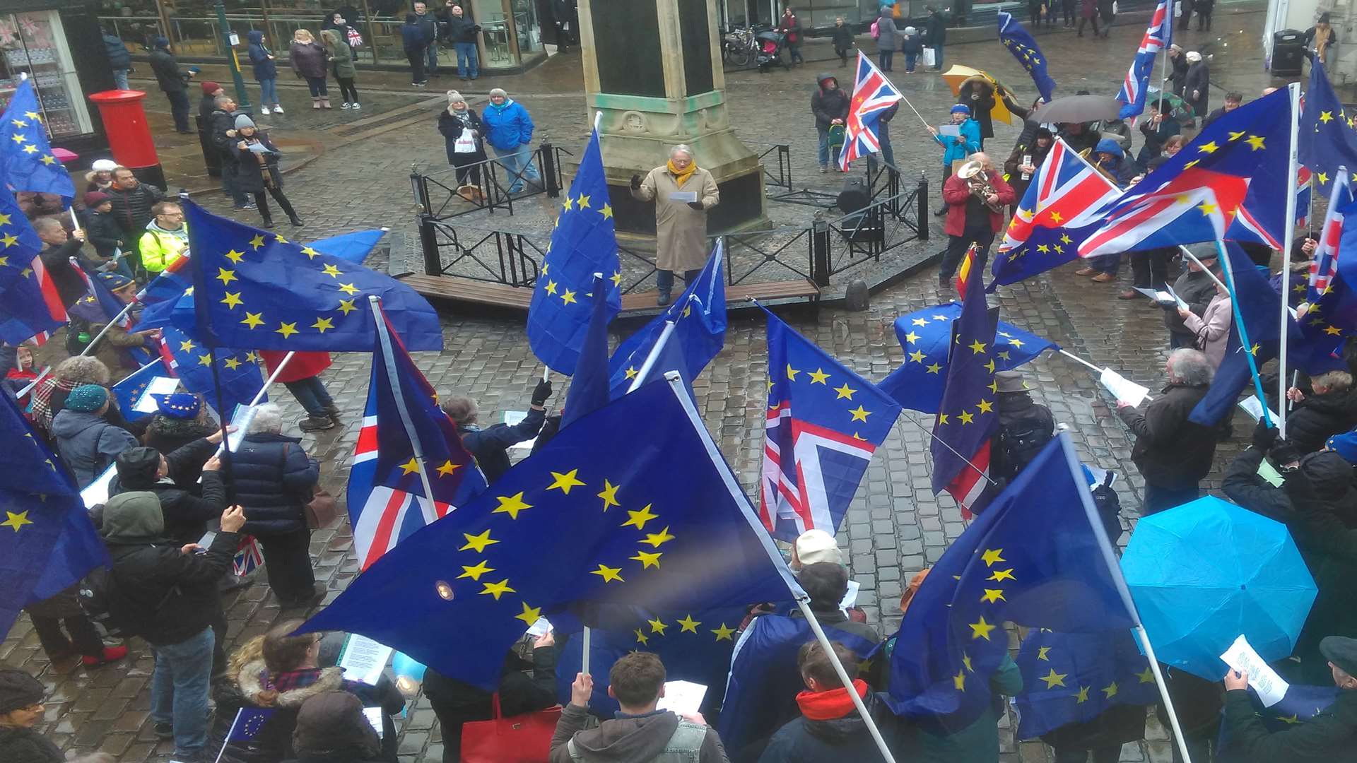 The pro-Brexit flash mob demonstration in Canterbury